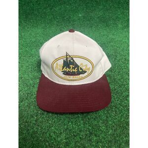 Vintage Atlantic City Gambling White & Red Strapback Adjustable hat cap 90s Y2K